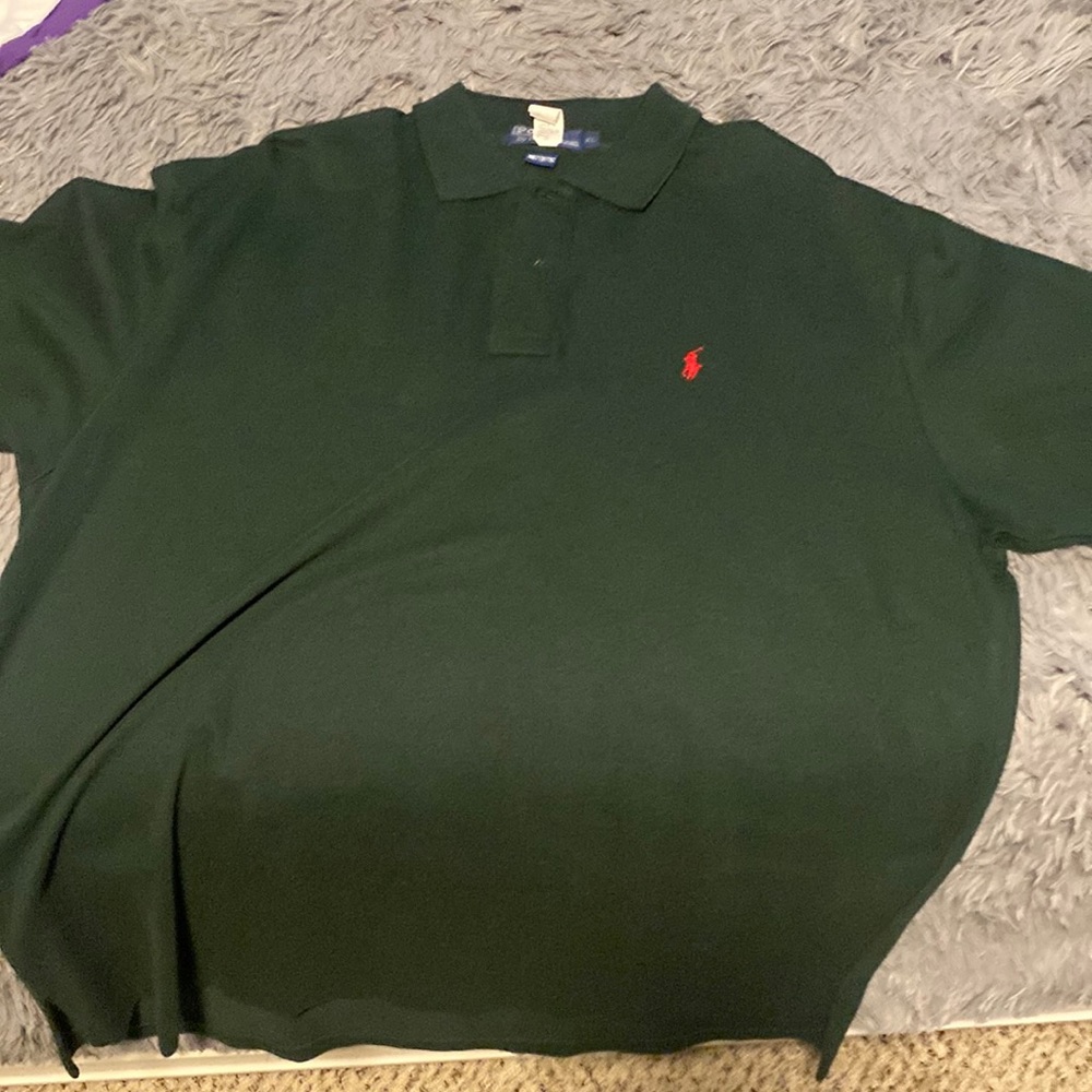 Polo shirt dark green with red polo, XL
